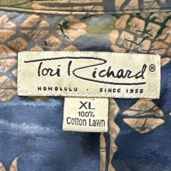 Tori Richard Camp Shirt Mens Sz XL Short Hawaiian Pineapple Casual Short Sleeve - Picture 4 of 5